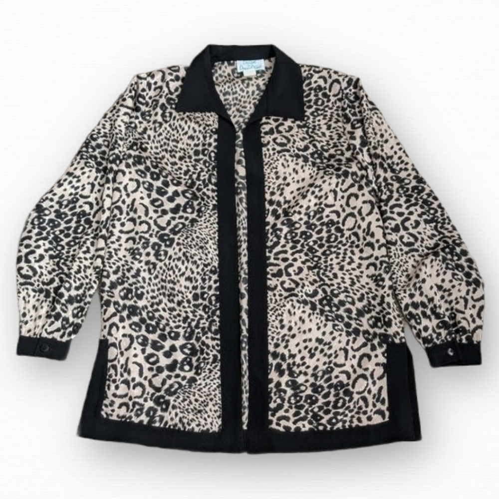 80s/90s Unisex Cheetah Animal Print Blouse or Cardigan